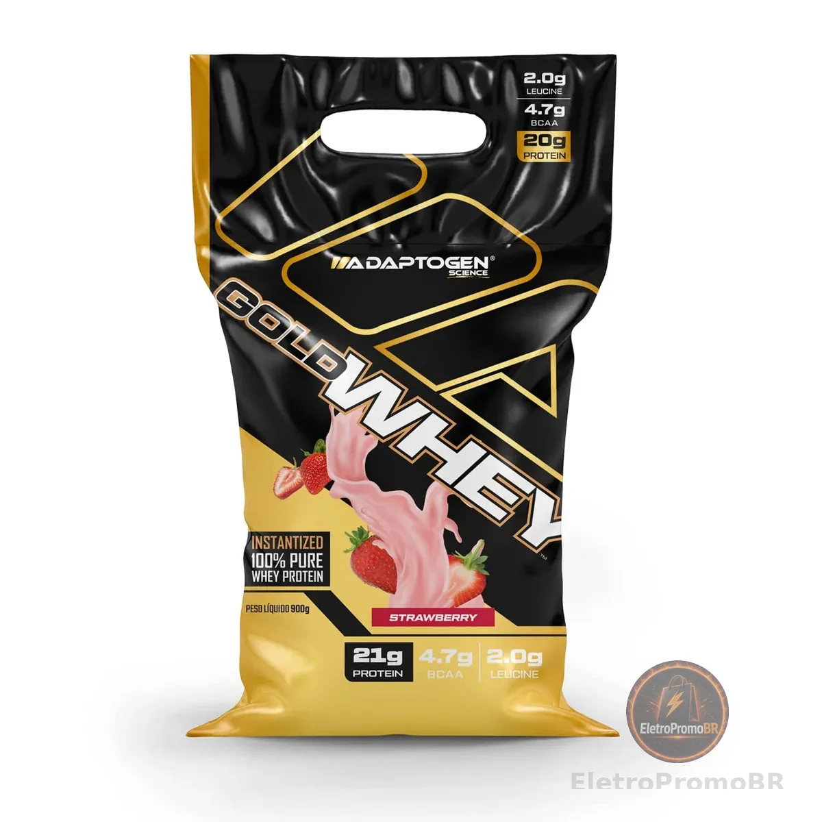Gold Whey 900g Refil - Adaptogen Sabor:Morango