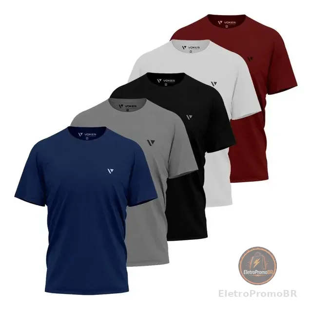 Kit 5 Camisas Camisetas Masculina Slim Voker 100% Original