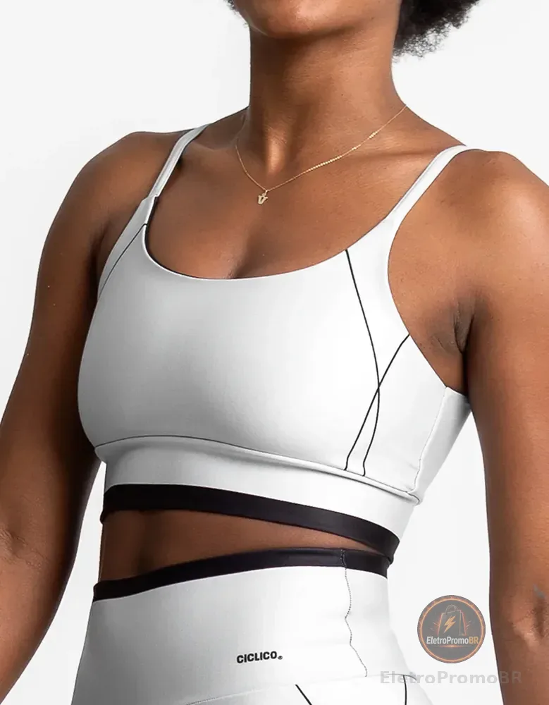 Top Alcinha Academia Feminino Fitness Alta Sustentação Cinza Liso M