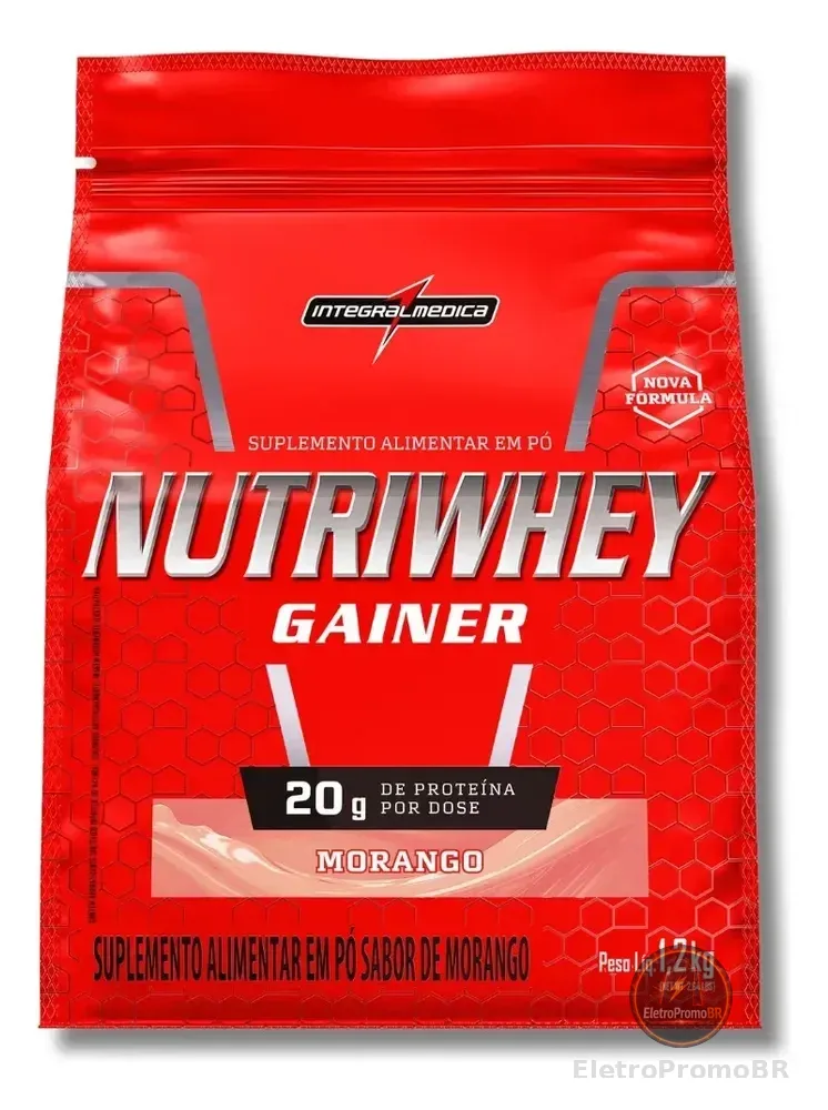 Nutri Whey Gainer 1,2kg - Nova Fórmula - Integralmédica Morango