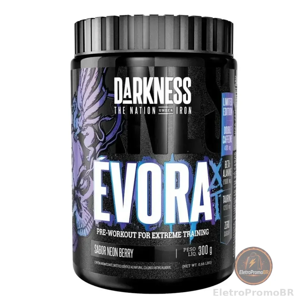 Evora Xt Darkness Integralmedica  Pré-treino Sabores Frutas Neon 300g Potente Energia Neon Berry