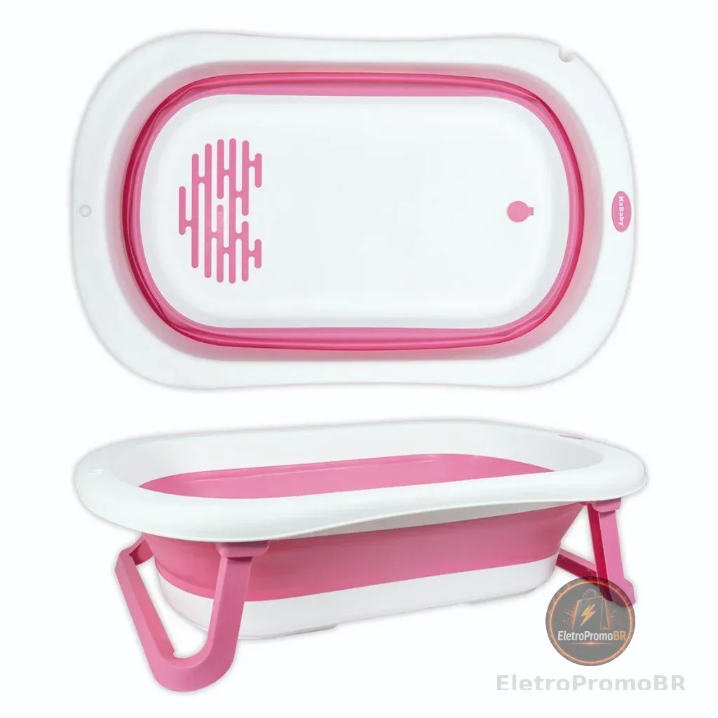 Super Banheira Infantil Dobrável 35L Antiderrapante KaBaby - Rosa