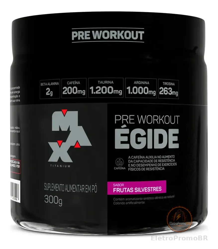 Pré Treino Égide Max Titanium Sabor de Frutas Silvestres 300g Suplemento em Pó