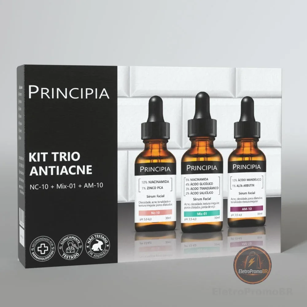 Principia Kit Trio Antiacne c/ Sérum Niacinamida Nc-10 + Sérum Mix-01 + Sérum Mandélico Am-10