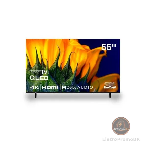 Smart TV HQ QLED 55 Polegadas HQ-QLED55SM 4K Wi-Fi Bluetooth, Apps, Netflix, YouTube e Prime Vídeo