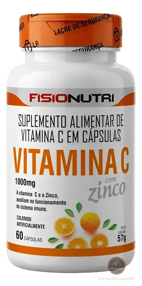 Vitamina C 1000mg + Zinco Fisionutri 60 Cápsulas Imunidade