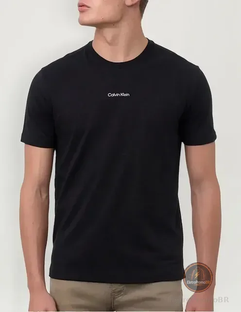 Camiseta Calvin Klein Masculina Flame Front Logo Preta