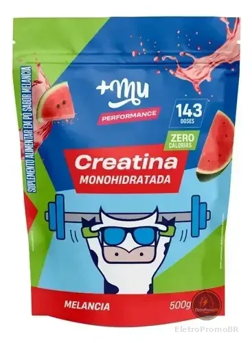 Creatina Monohidratada 100% Pura Mais Mu Sabor Melancia 500g