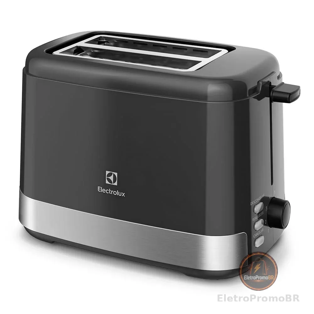 Torradeira Elétrica Electrolux Inox Preta Efficient com 8 Níveis de Tostagem (ETS10)
