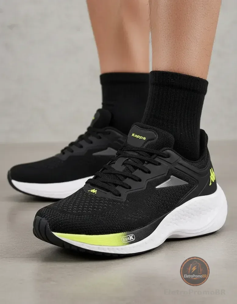 Tênis Kappa Pulse Evo Masculino Feminino Preto-amarelo Limão 40
