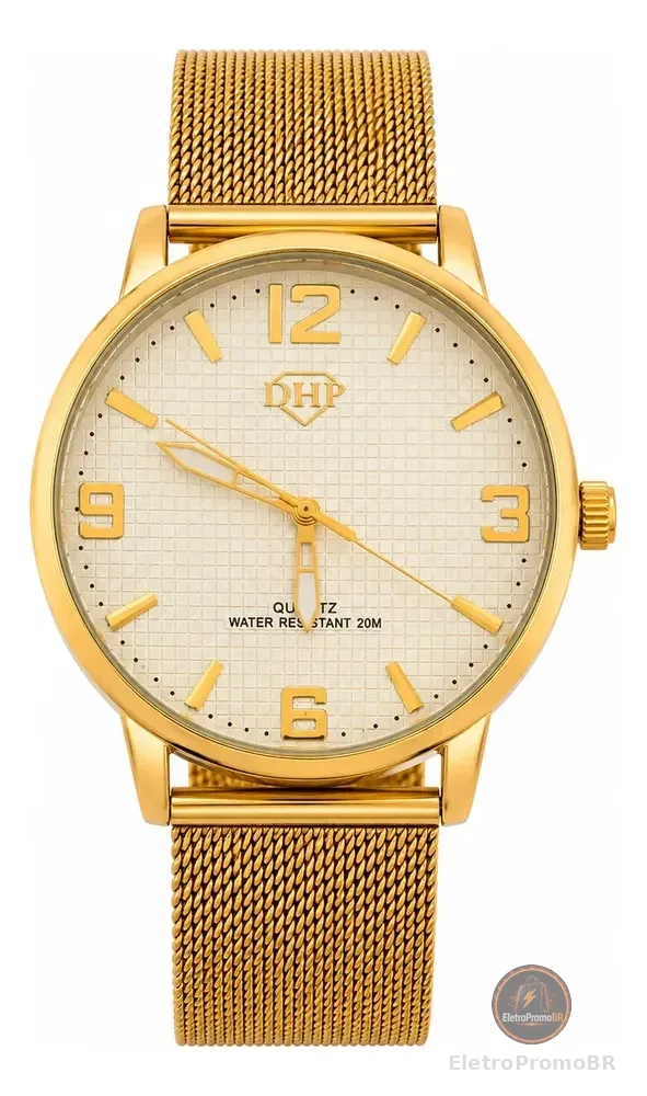 Relógio De Pulso Masculino Feminino Premium Old Money Luxo Dourado Cx Branca
