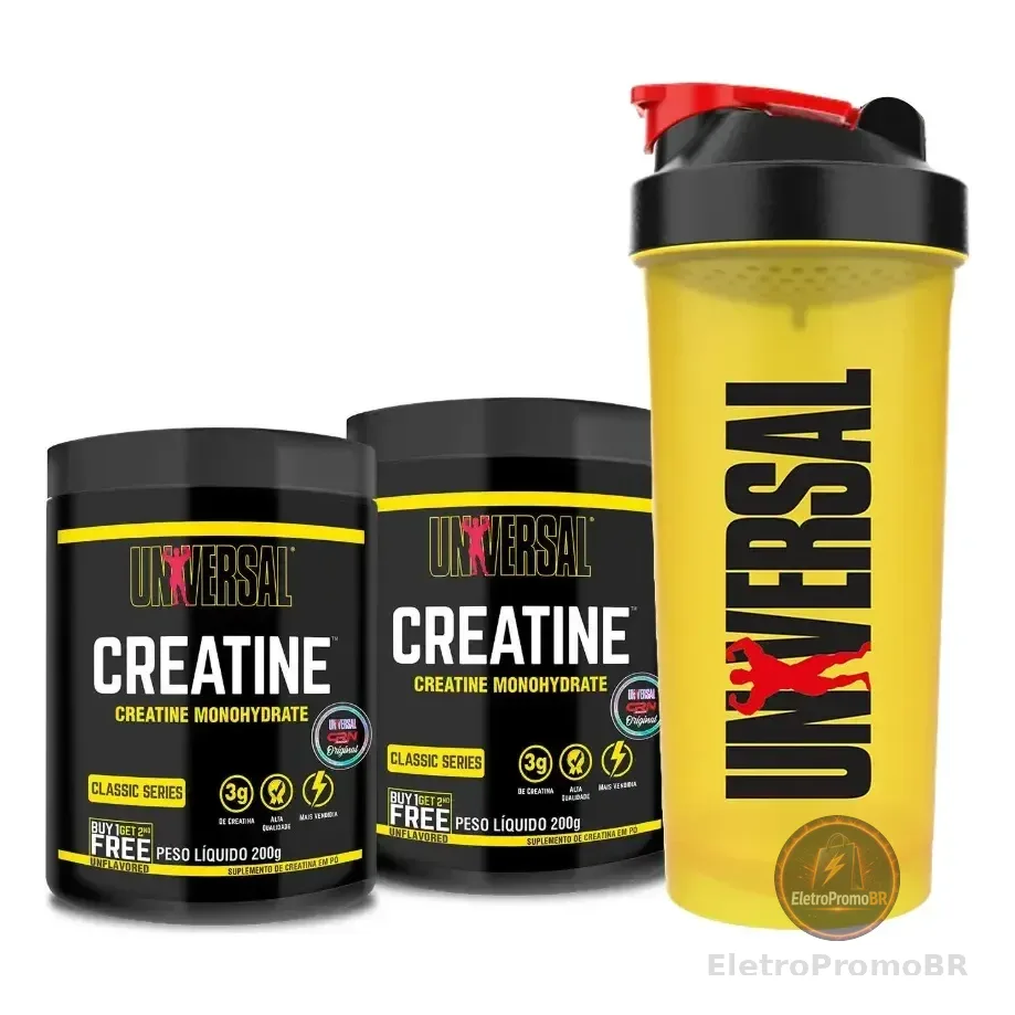 Creatina Monohydrate Universal Nutrition Em Pó 200g Com Coqueteleira Sem Sabor