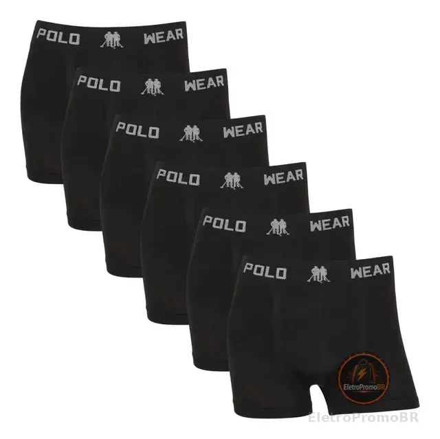 Kit 6 Cuecas Boxer Polo Wear Microfibra Sem Costura Original