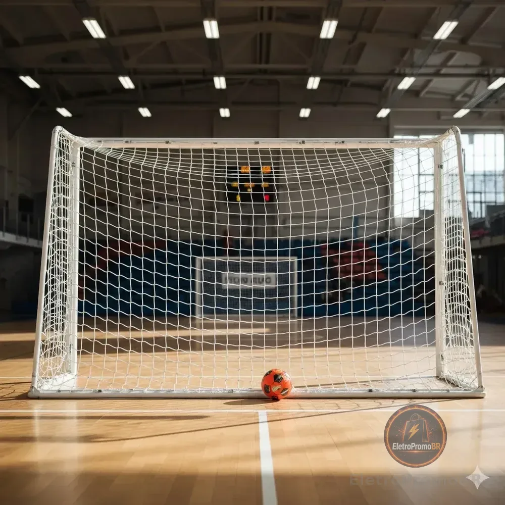 Par De Rede Futsal Monofilamento Fio4 Mega Redes Proteção Uv Branco