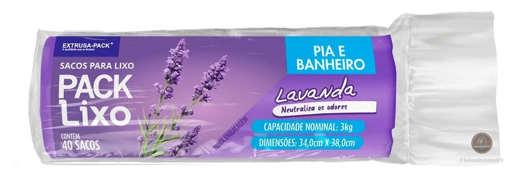 Saco De Lixo PACK LIXO Lavanda Pia e Banheiro (34X38) - Sacos de lixo perfumardos que neutralizam o odor