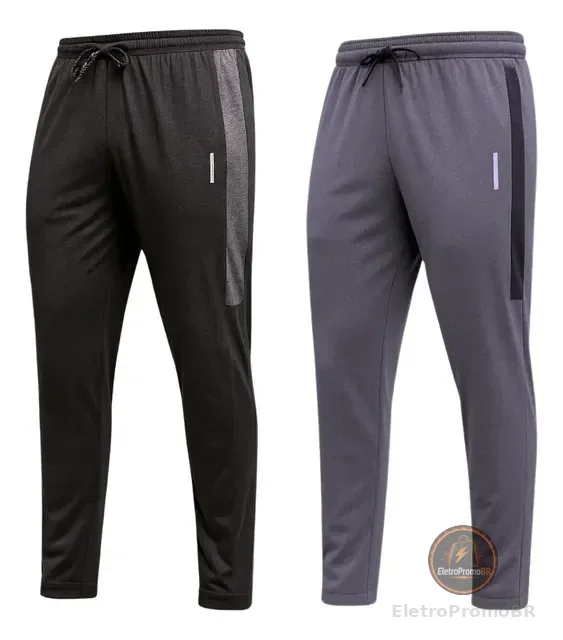 Kit 2 Calças Masculinas Jogger Tactel Com Elastano Academia