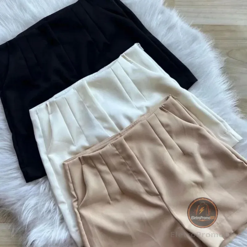 SHORT ALFAIATARIA FEMININO ZARA CINTURA ALTA COM ZÍPER NA LATERAL