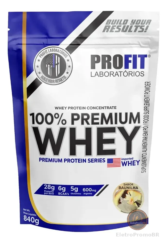 Whey Protein 100% Concentrado Premium 840g Profit Sabor Baunilha