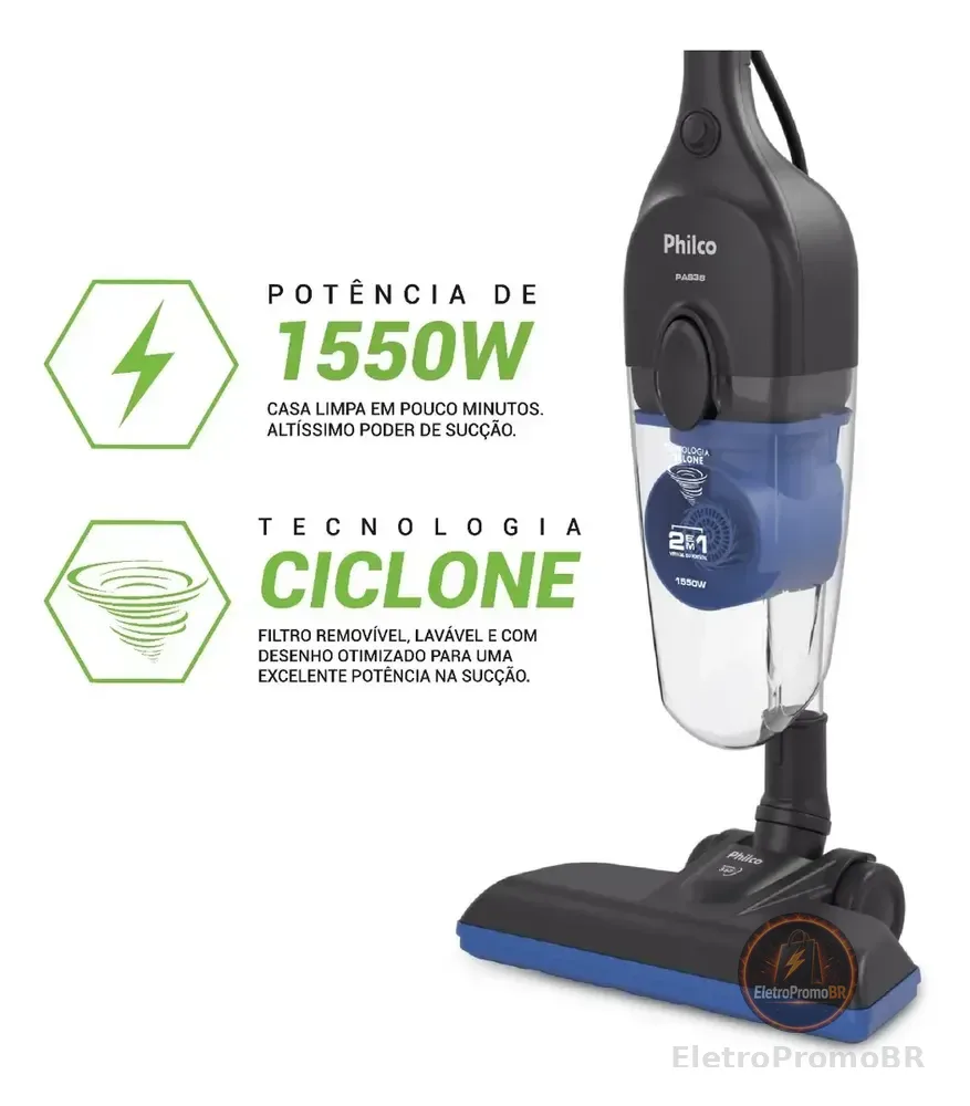 Aspirador De Po Philco Pas38 1550w - Cinza Com Azul