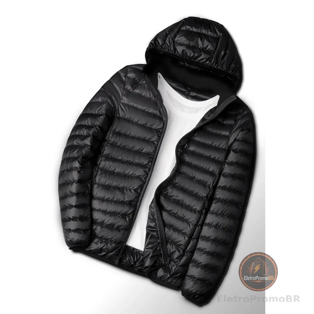 Jaqueta Bobojaco Impermeável Becker Nylon Puffer Masculino com Bolsos e Capuz