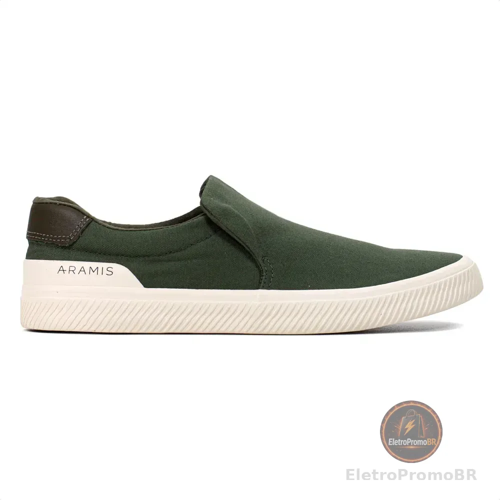 Tênis Masculino Casual Aramis Daily Slip Confortável Moderno Verde Militar 41 Br
