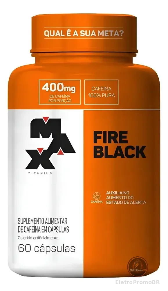 Pote Termogênico Fire Black 60 Cáps Max Titanium Sem Sabor Sem Sabor