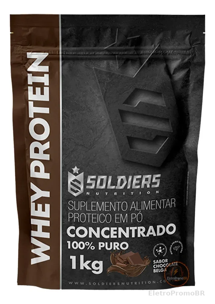 Whey Protein Concentrado 1kg Sabor Chocolate Belga Soldiers Nutrition Rico em Proteína Treino