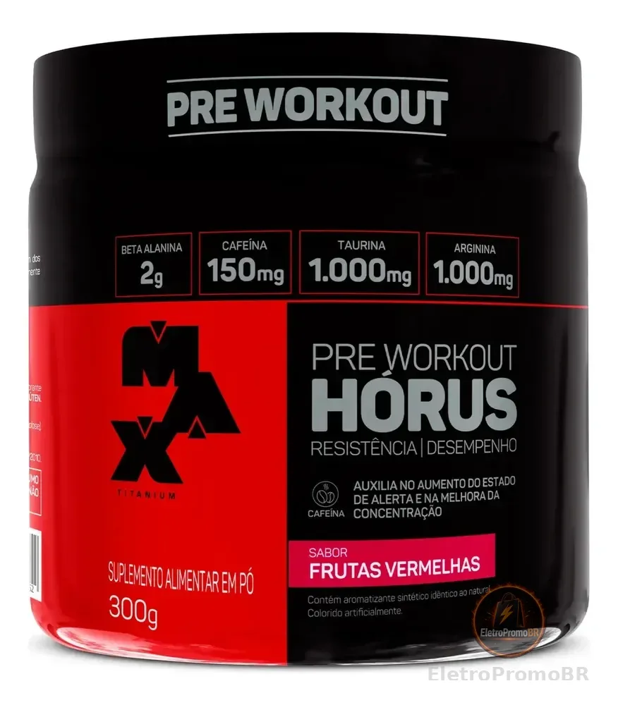 Pré Treino Hórus 300g Max Titanium Frutas Vermelhas Energia Sustentada