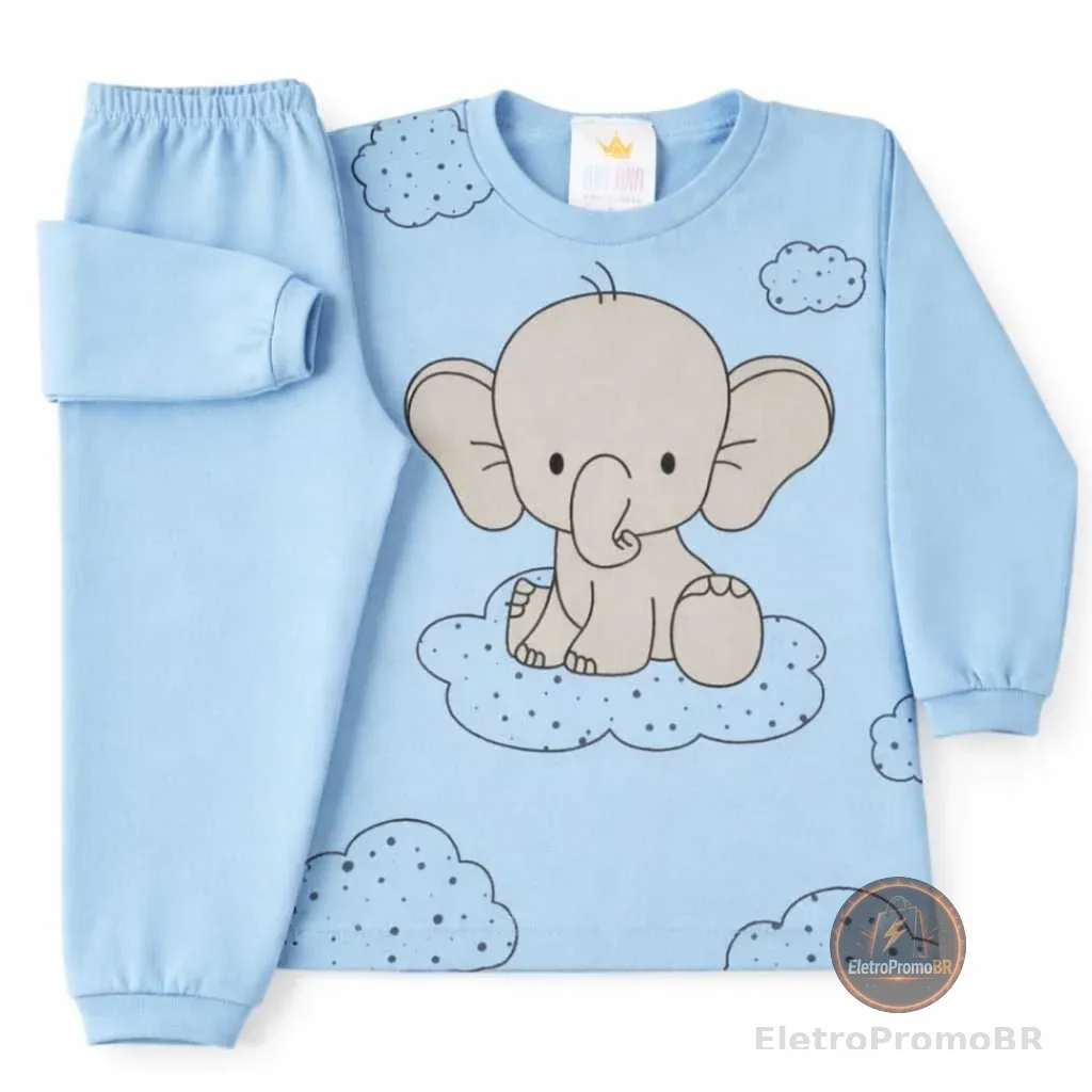Conjunto Bebê Infantil Blusa e Calça Manga Longa 100% Algodão Unissex Menina Menino RN ao GG Ref. 2009