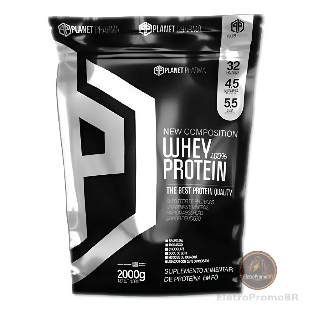 Whey Protein 100% Planet Pharma 2kg 32g Proteína Chocolate