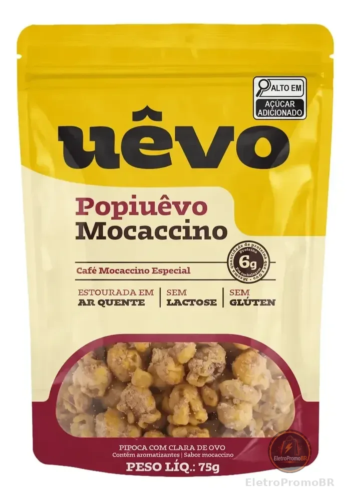 Pipoca Proteica Popiuêvo Café Mocaccino Uêvo 75g Sem Lactose