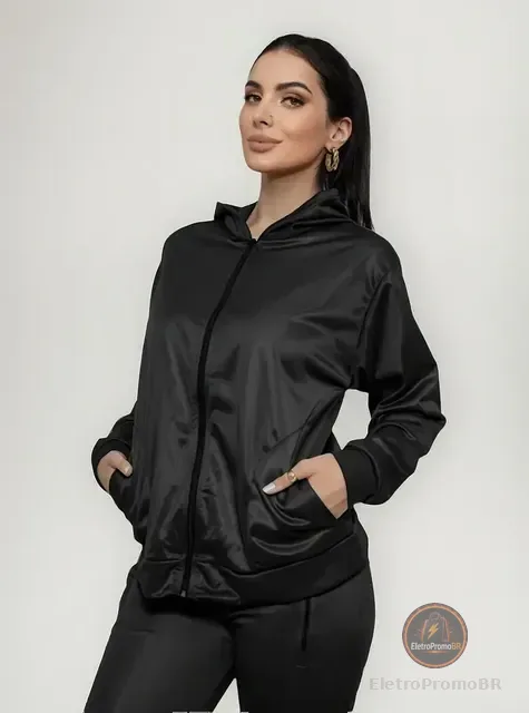 Casaco Corta Vento Feminino Casaco Capuz Flanelada Dryfit