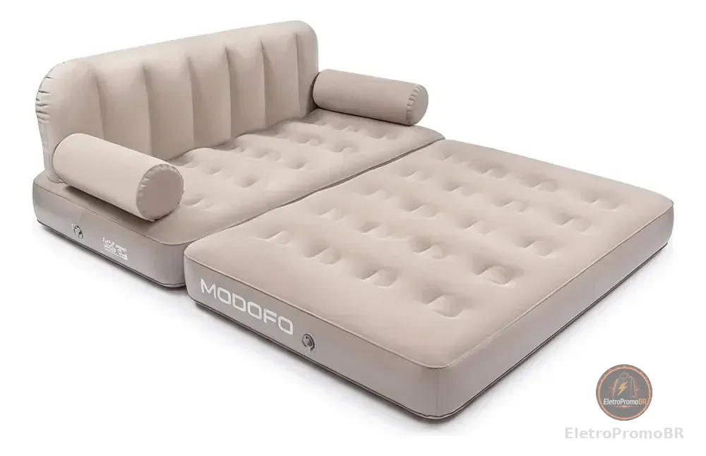 Modofo Sofa Cama Inflável 2 Em 1 Bomba Integrada 800kg Bege Bege