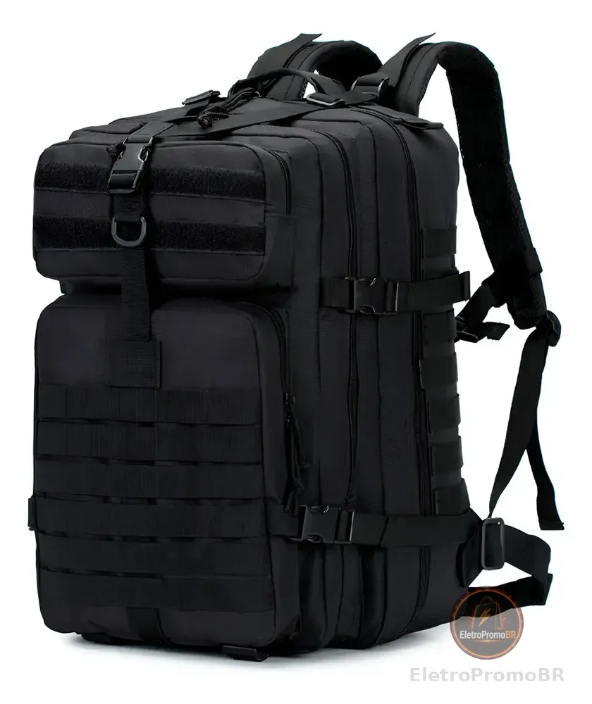 Mochila Tática Reforçada Militar Preto 50 litros Impermeável