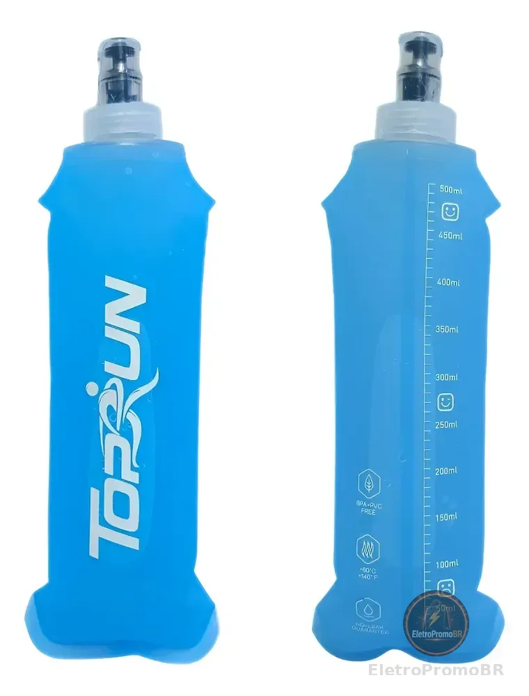 Garrafa Hiratação Silicone Soft Flash Azul 500ml Azul