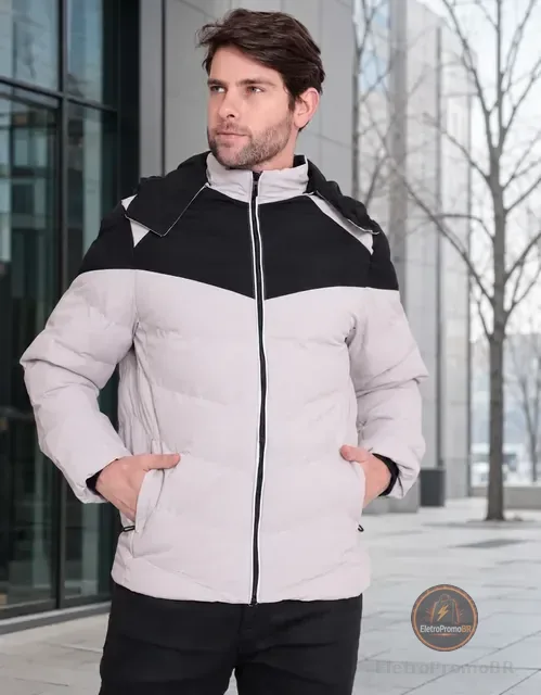 Jaqueta Bobojaco Com Capuz Bolso Zíper Casaco Frio Inverno