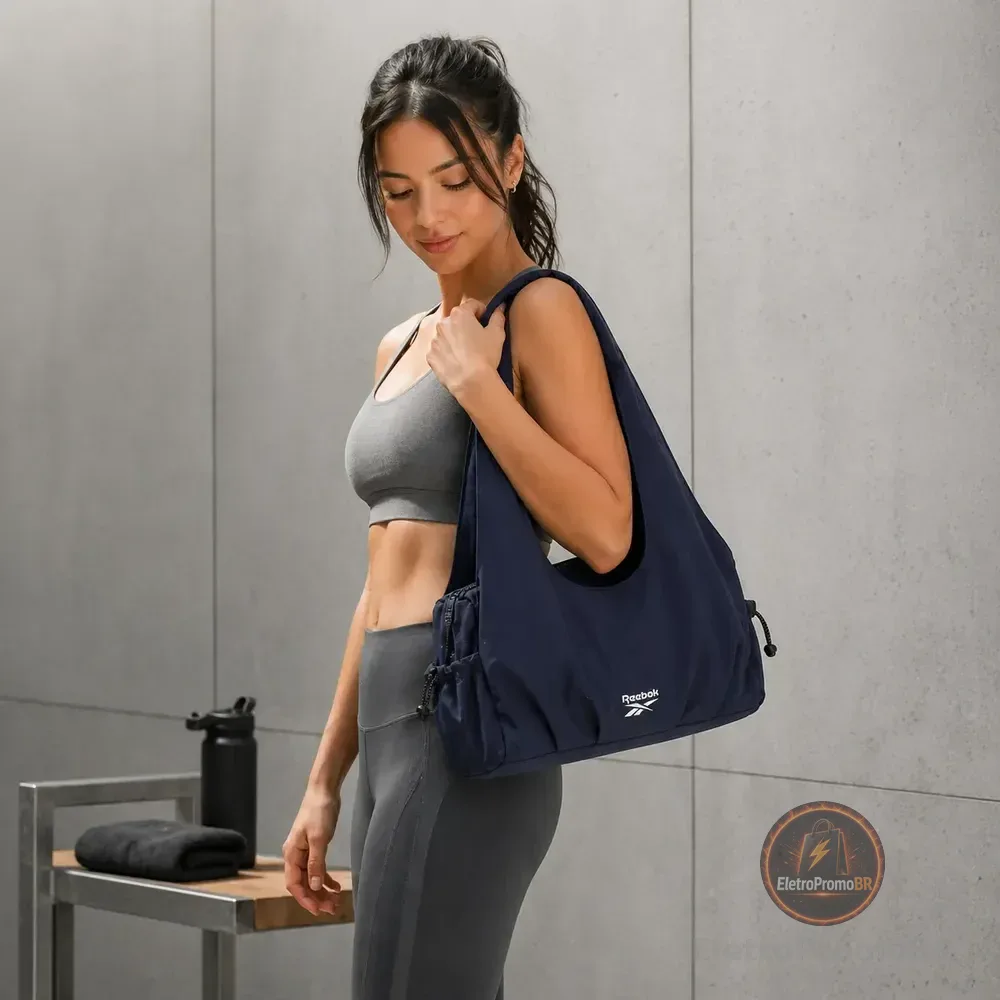 Bolsa Esportiva Feminina Rebook Nylon Academia Treino Roupa Azul-marinho Lisa