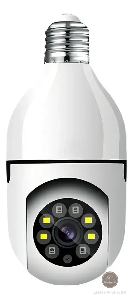 Câmera de Segurança Lâmpada Techfun Wi-Fi PTZ 1080p com Visão Noturna e Áudio Duplo