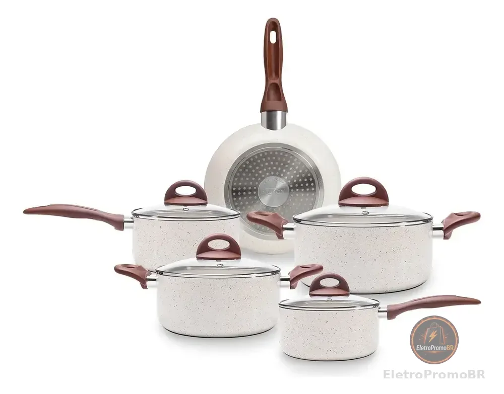 Jogo De Panelas Smart Plus Vanilla Indução Cerâmico 5peças Brinox 4774/101