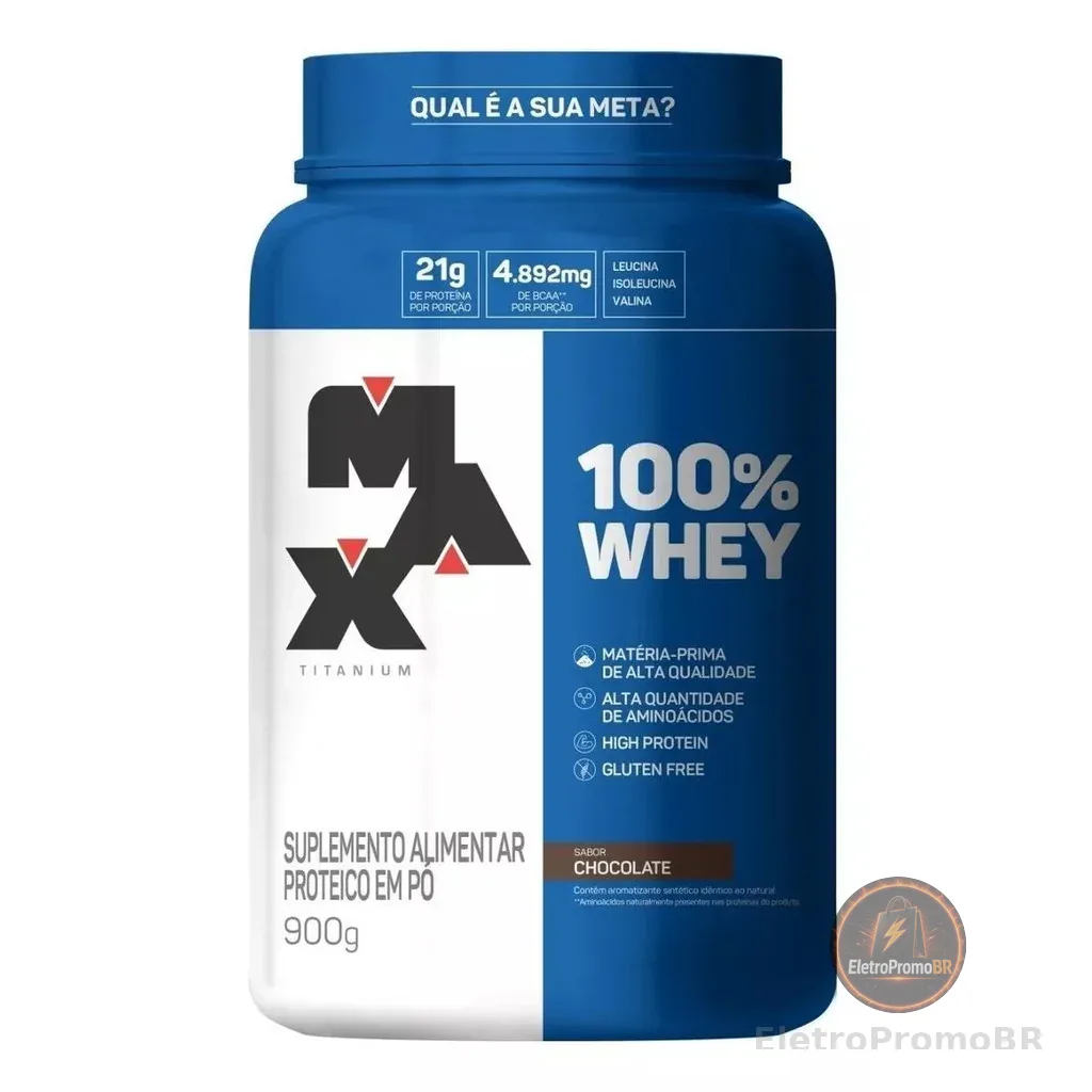 100% Whey Pote Sabor Chocolate 900G Max Titanium