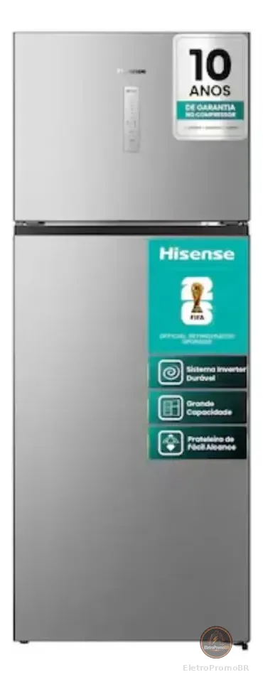 Geladeira Hisense Duplex Inox 467L Inverter Frost Free RT3N461 110V