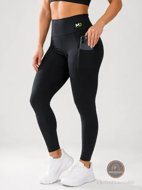 Calça Legging Academia Poliamida C/bolso Corrida Sport Elite
