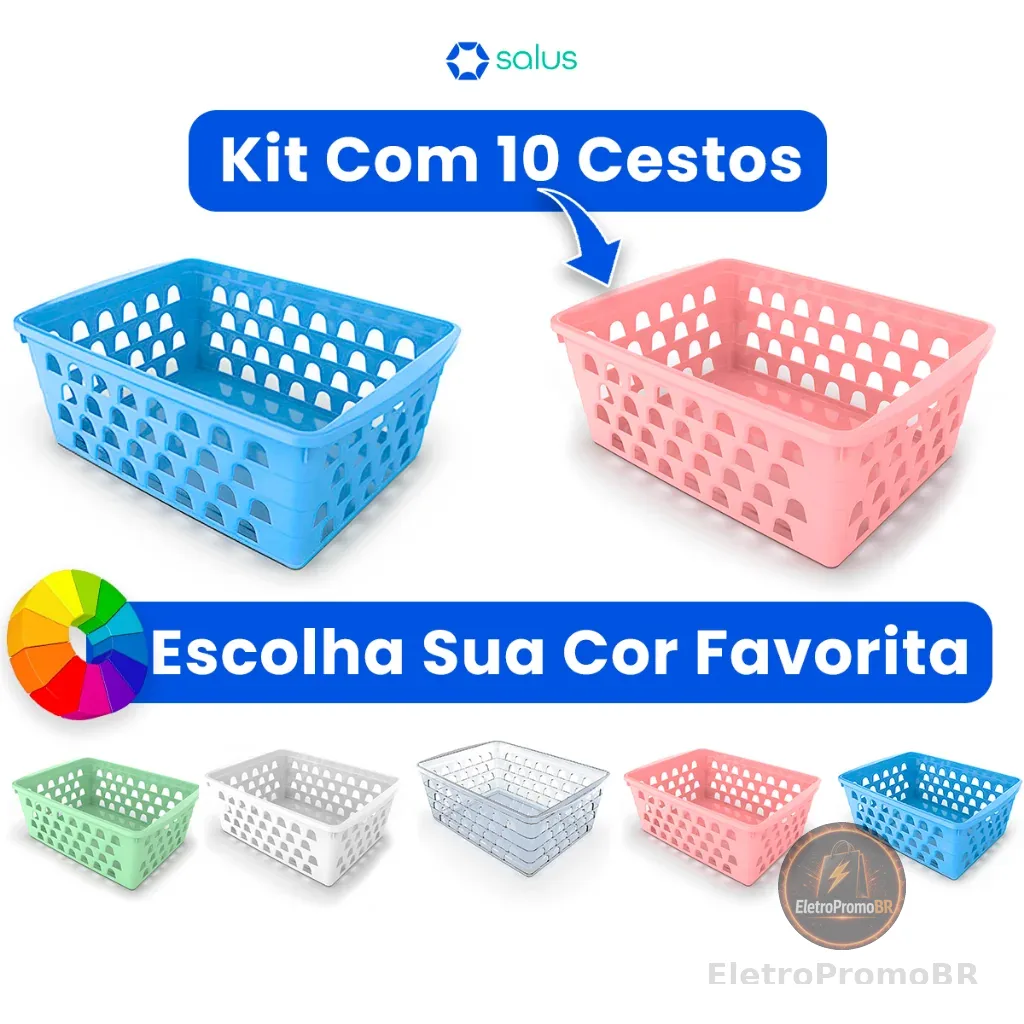 Kit 10 Cestos Organizadores Multiuso 16x12x6Cm