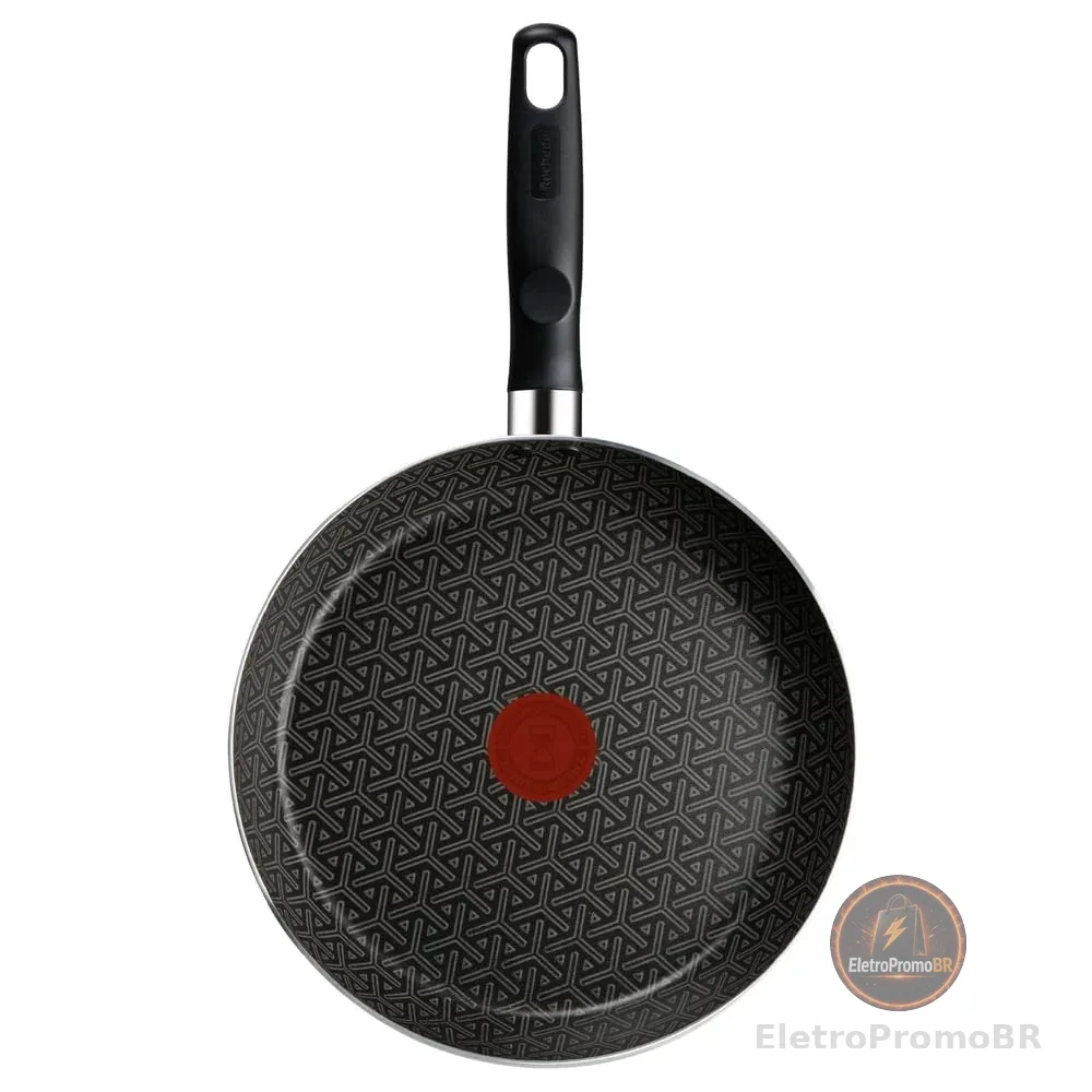 Frigideira Rochedo Robusta Grafite 24cm com Antiaderente Resist 3X, Reforçado com Partículas Minerais, Alta Espessura, Base Limpa Fácil e Thermo-Sinal