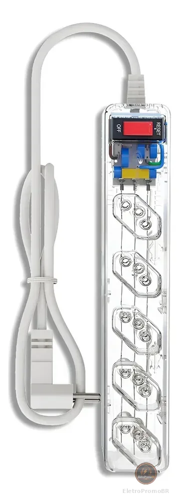 Filtro de Linha Clamper iClamper Energia 5 Tomadas, com DPS e Proteção contra Raios e Surtos Elétricos