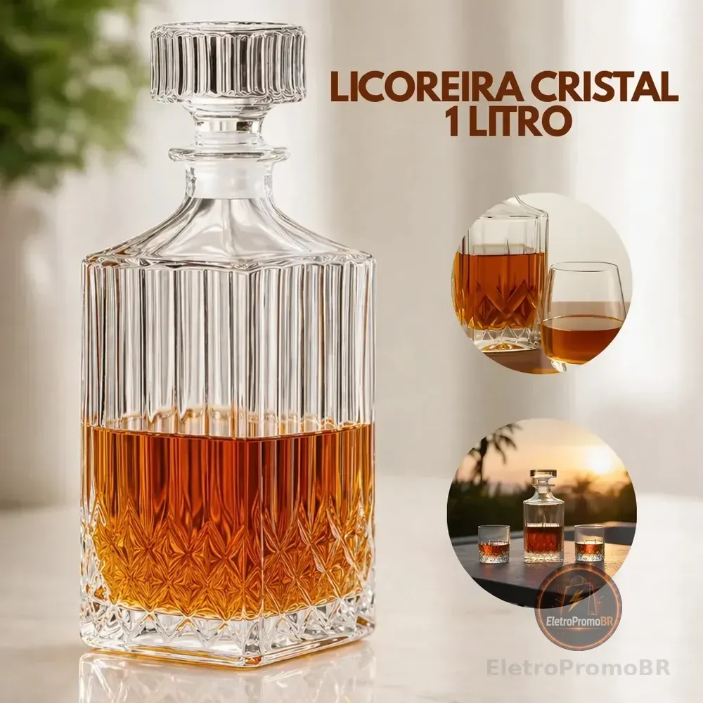 Garrafa Licoreira Vidro Cristal 1 Litro Whisky Licor Decanter Luxo