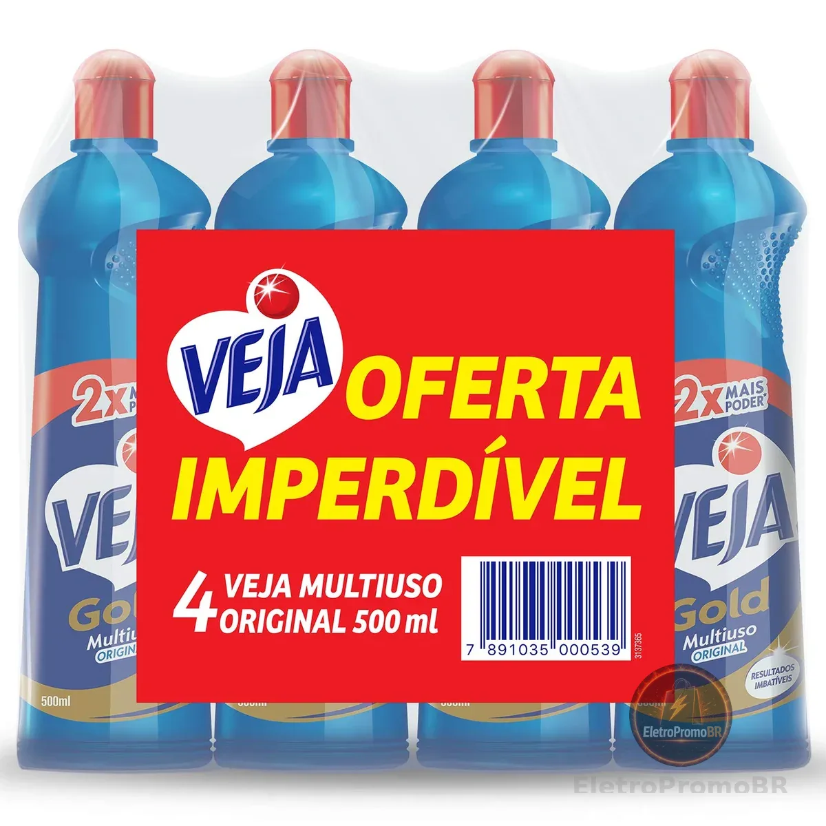 Kit com 4 Limpadores Veja Gold Multiuso Original 500ml, Veja, Azul