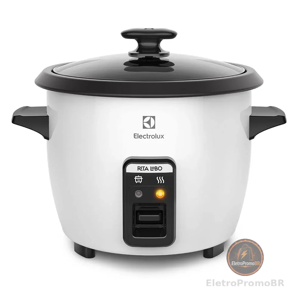 Electrolux Panela Elétrica vapor arroz capacidade 1,3L 7 xícaras manter aquecido panela removivel antiaderente tampa vidro RCB50 branca 220v por Rita Lobo