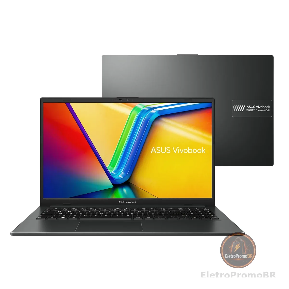 Notebook ASUS VivoBook Go 15, AMD RYZEN 5 7520U, 8GB, 256GB SSD, KeepOS, Tela 15,6" FHD, Mixed Black - E1504FA-NJ731