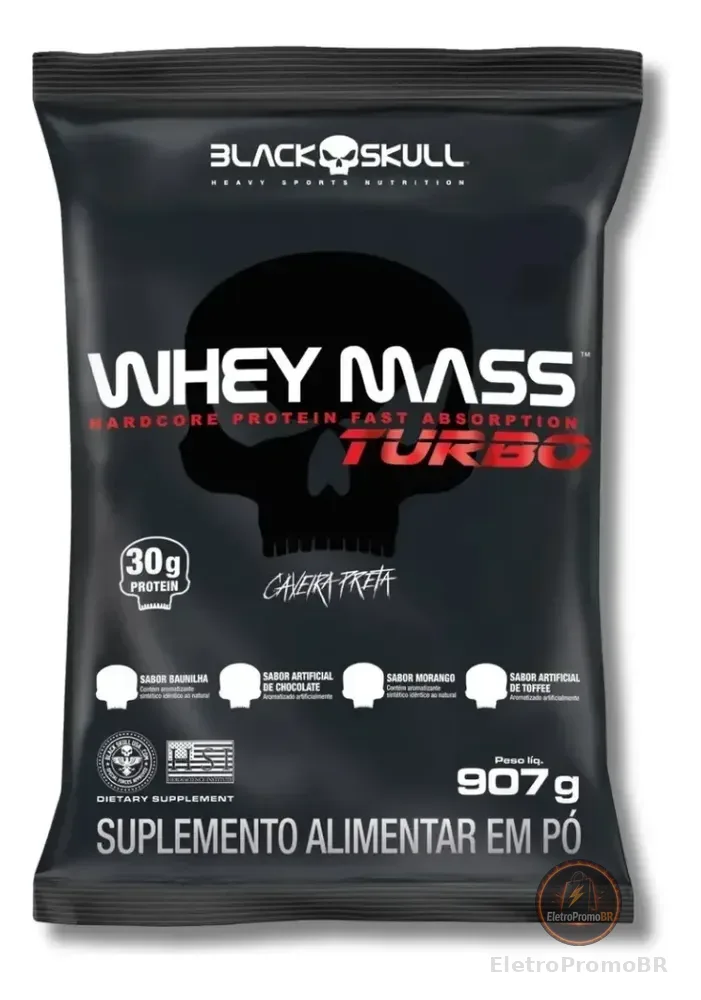 Whey Protein Turbo Mass 907g Refil Black Skull Toffee